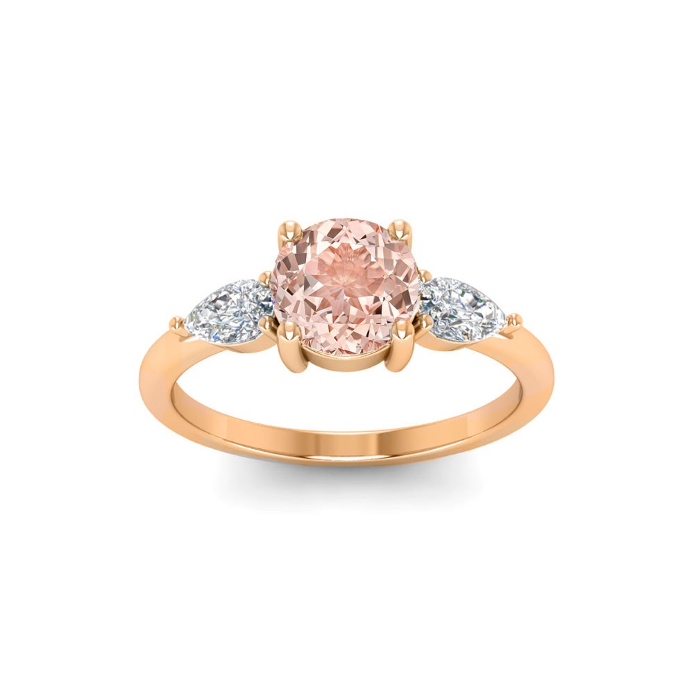 1 Ct Morganite & .40 ctw Diamond Cherish Three Stone Engagement Ring