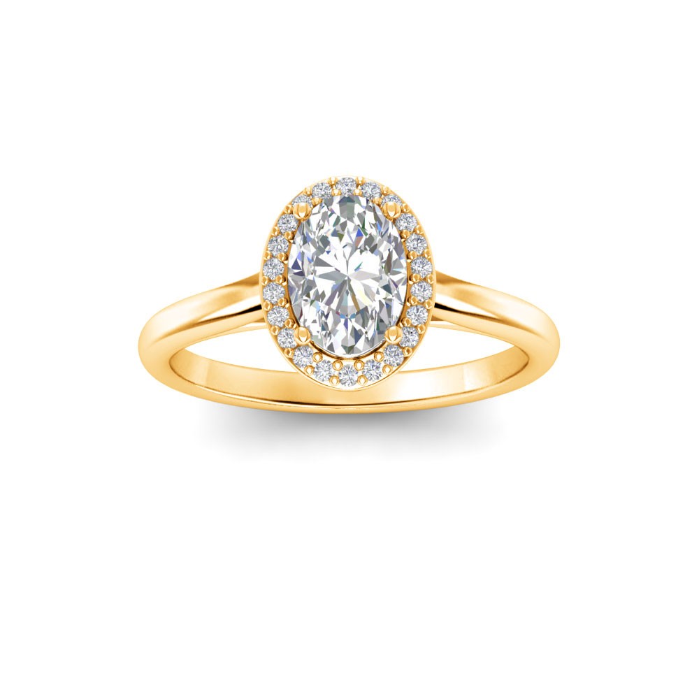 1.40 Ctw Oval CZ Classic Halo Engagement Ring