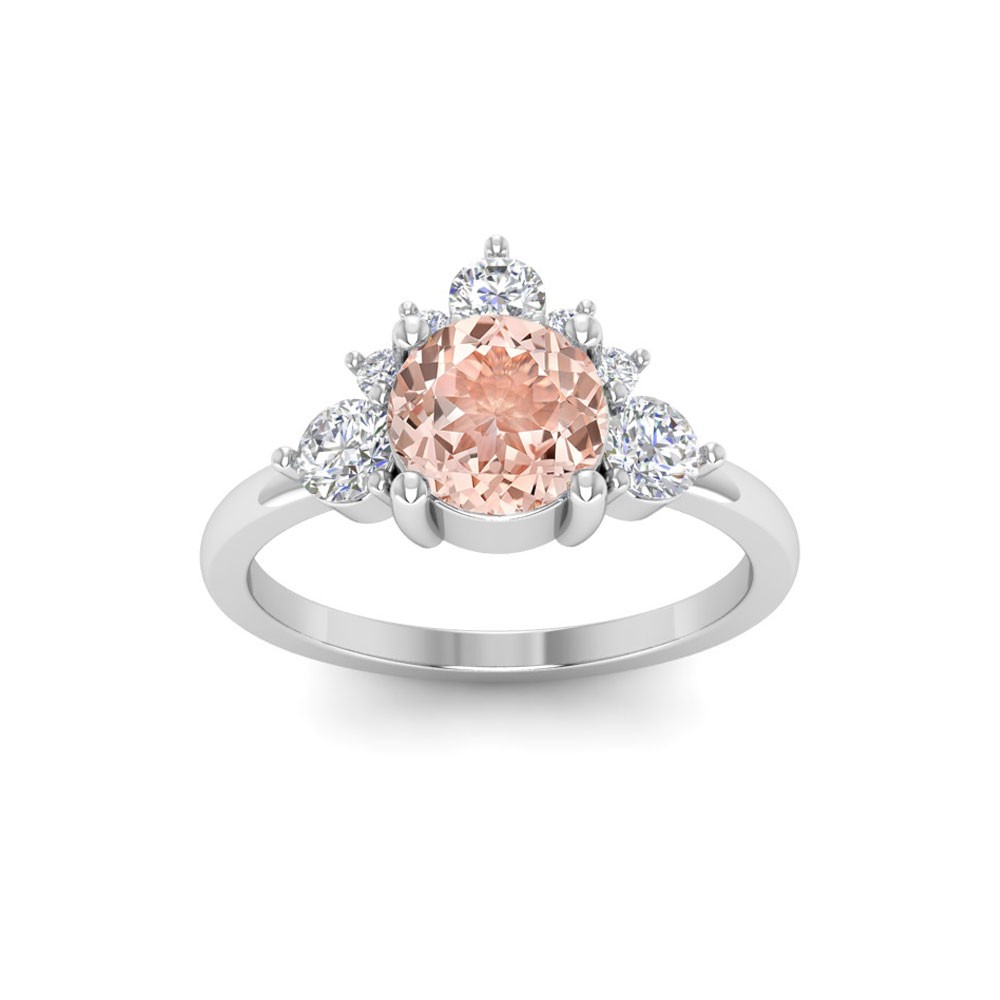 1 Ct Morganite & .47 ctw Diamond Nesting Engagement Ring