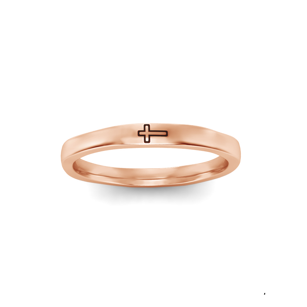Cross Stamped Stackable Ring
