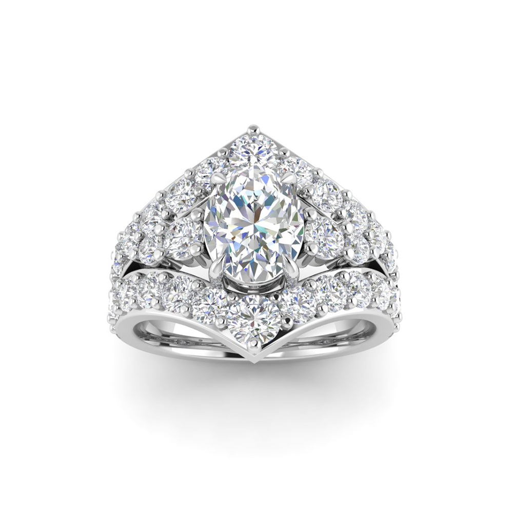 3.60 Ctw Oval Moissanite Tiara Anniversary Cocktail Ring