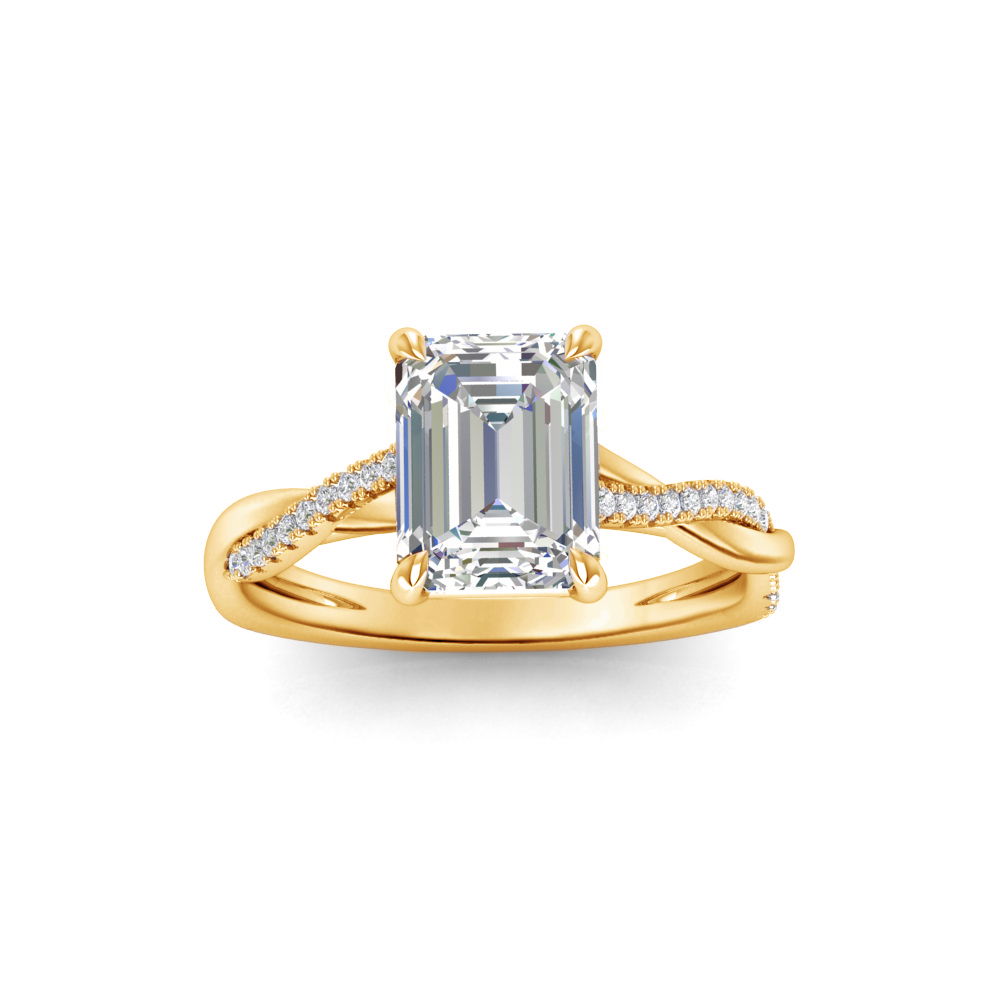 4 Ct Emerald Lab Diamond & 0.14 Ctw Diamond Twisted Vine Engagement Ring