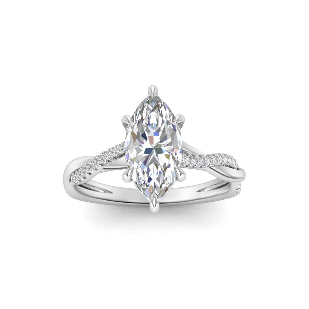 2.5 Ct Marquise Lab Diamond & 0.14 Ctw Diamond Twisted Vine Engagement Ring