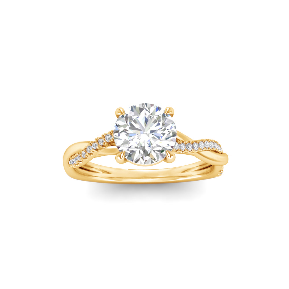 1.5 Ct Round Moissanite & 0.14 Ctw Diamond Twisted Vine Engagement Ring