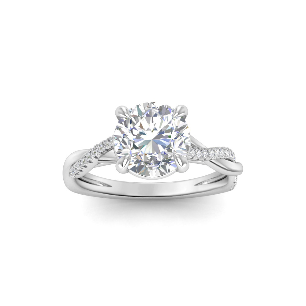 2.64 Ctw Round CZ Twisted Vine Engagement Ring