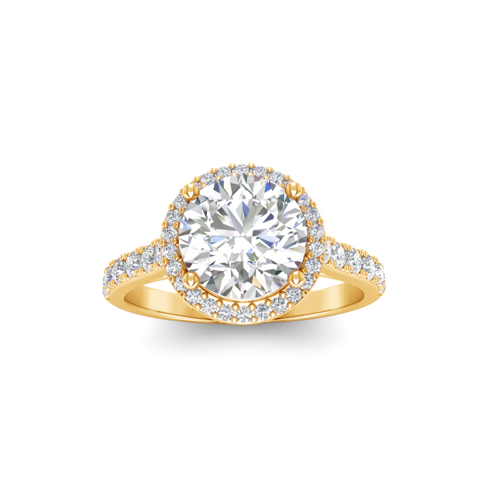 2 Ct Round Lab Diamond & .41 Ctw Diamond Pavé Halo Engagement Ring