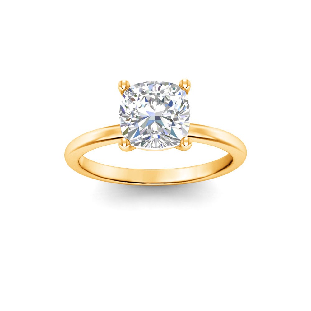 4 Ct Cushion Lab Diamond Solitaire Engagement Ring