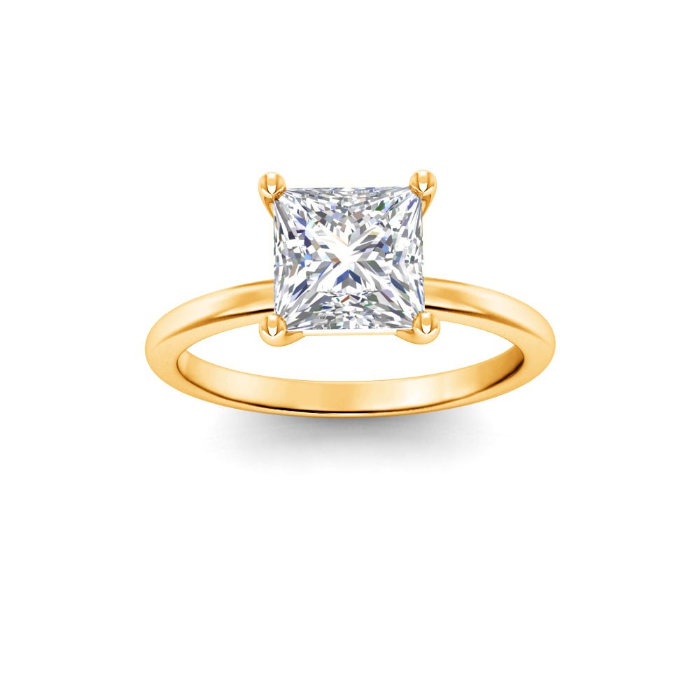 4 Ct Princess Lab Diamond Solitaire Engagement Ring