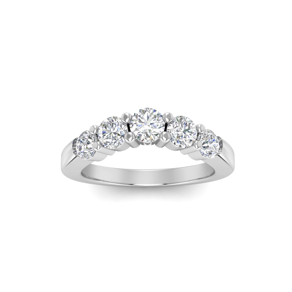 1 Ctw Round Moissanite Luxe Prong Set Curved Band