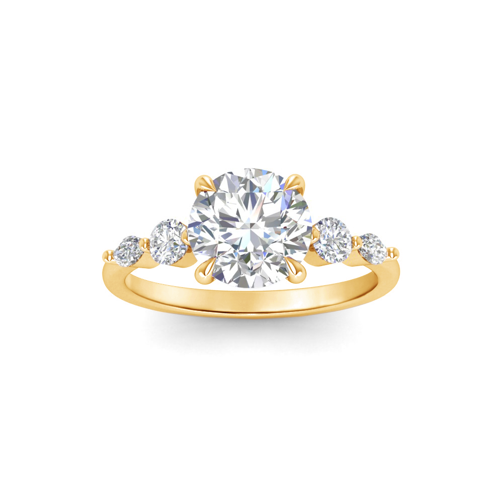 1.5 Ct Round Lab Diamond & 0.34 Ctw Diamond Tapered Engagement Ring