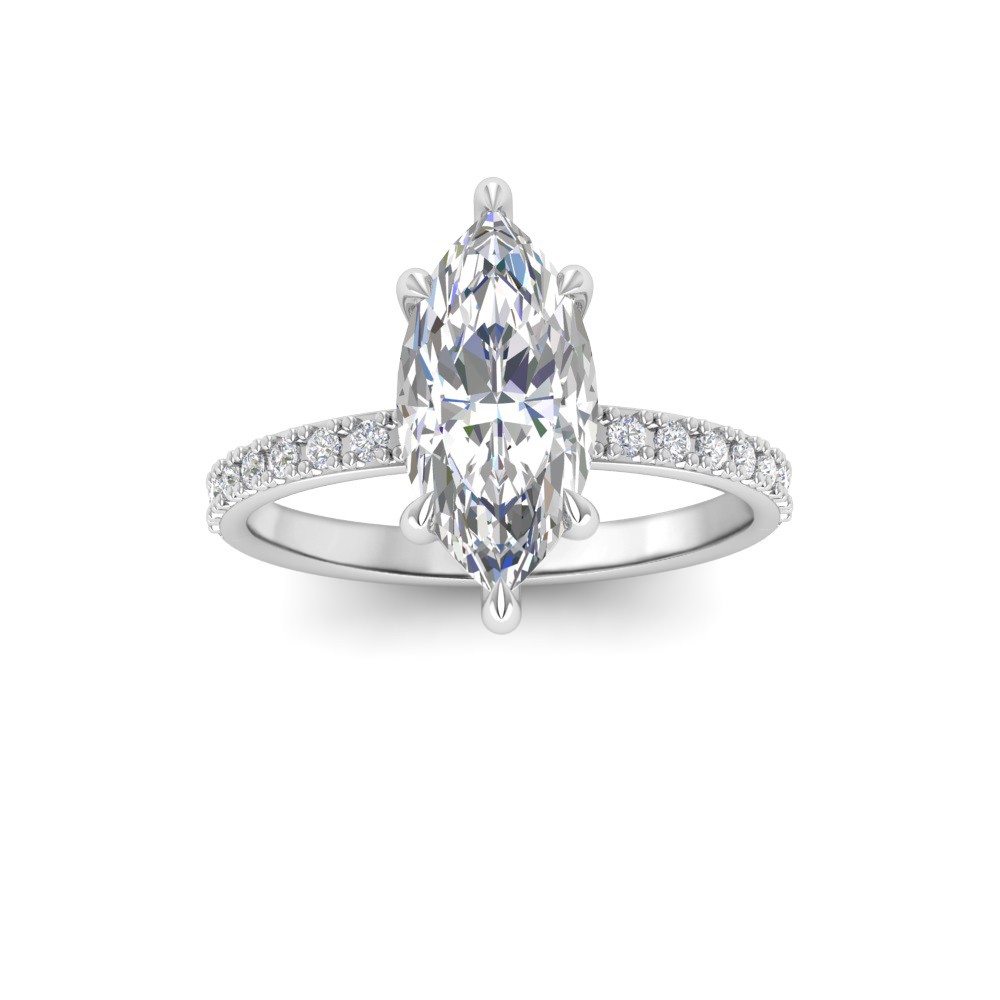 4 Ct Marquise CZ & .16 Ctw Whisper Pavé Engagement Ring