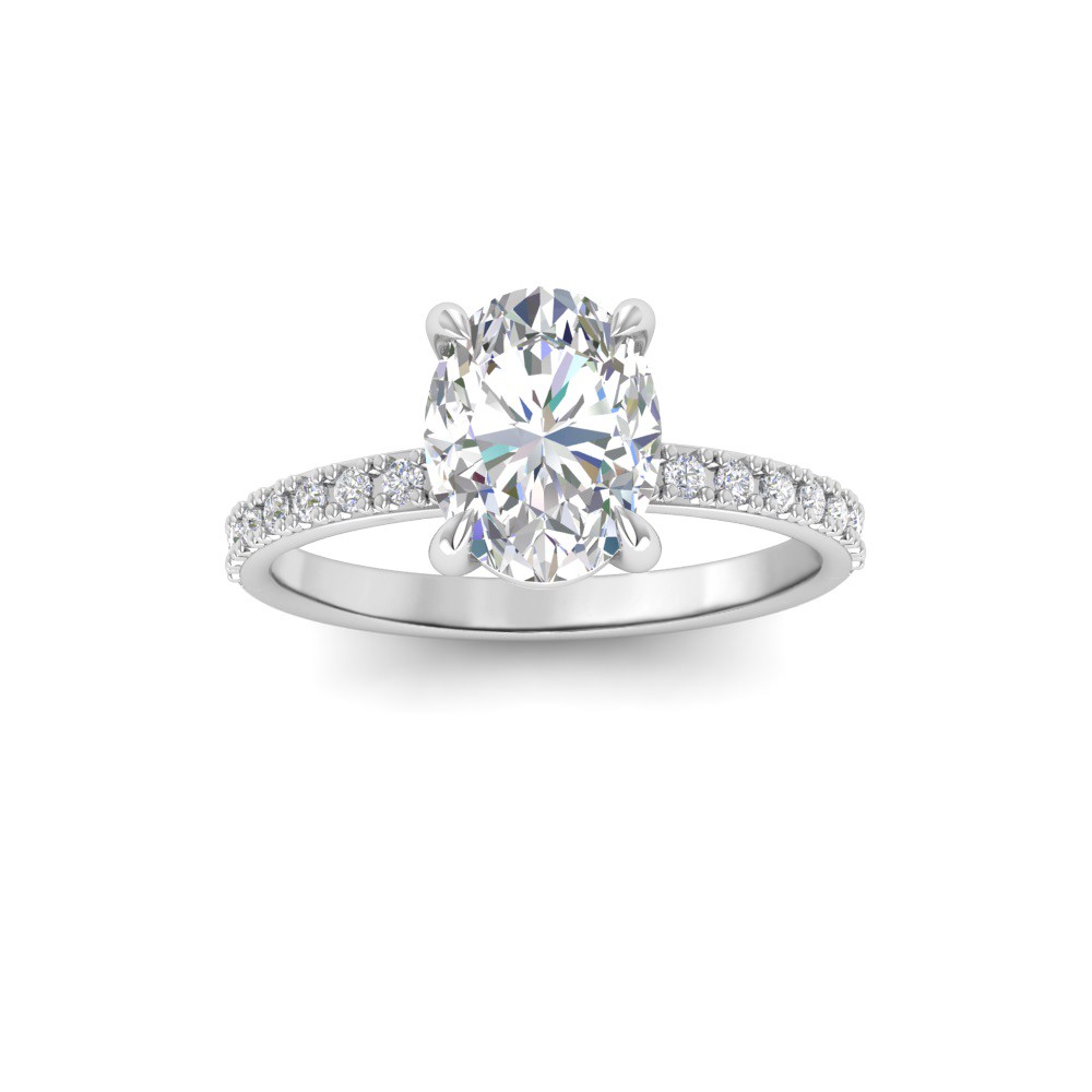 1.66 Ctw Oval Diamond Whisper Pavé Engagement Ring