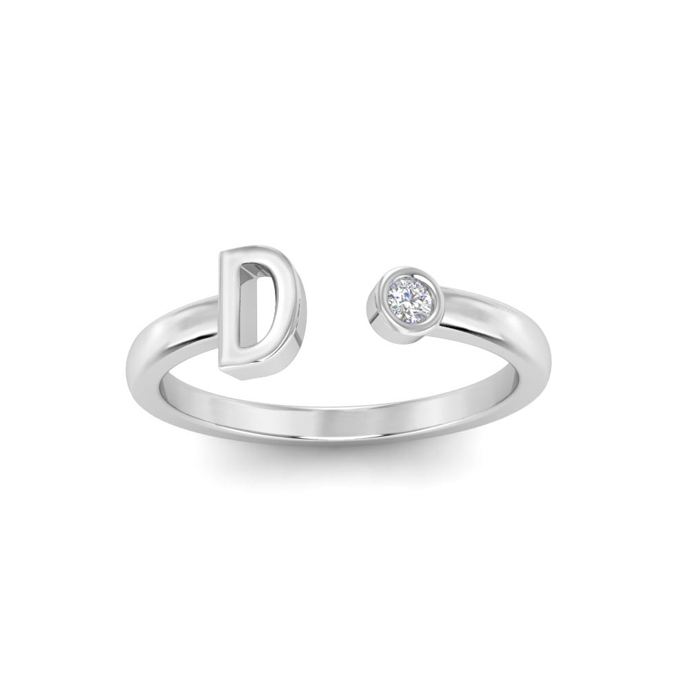 Birthstone Initial Open Ring D