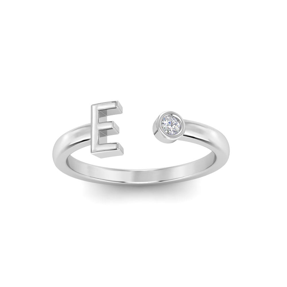 Birthstone Initial Open Ring E