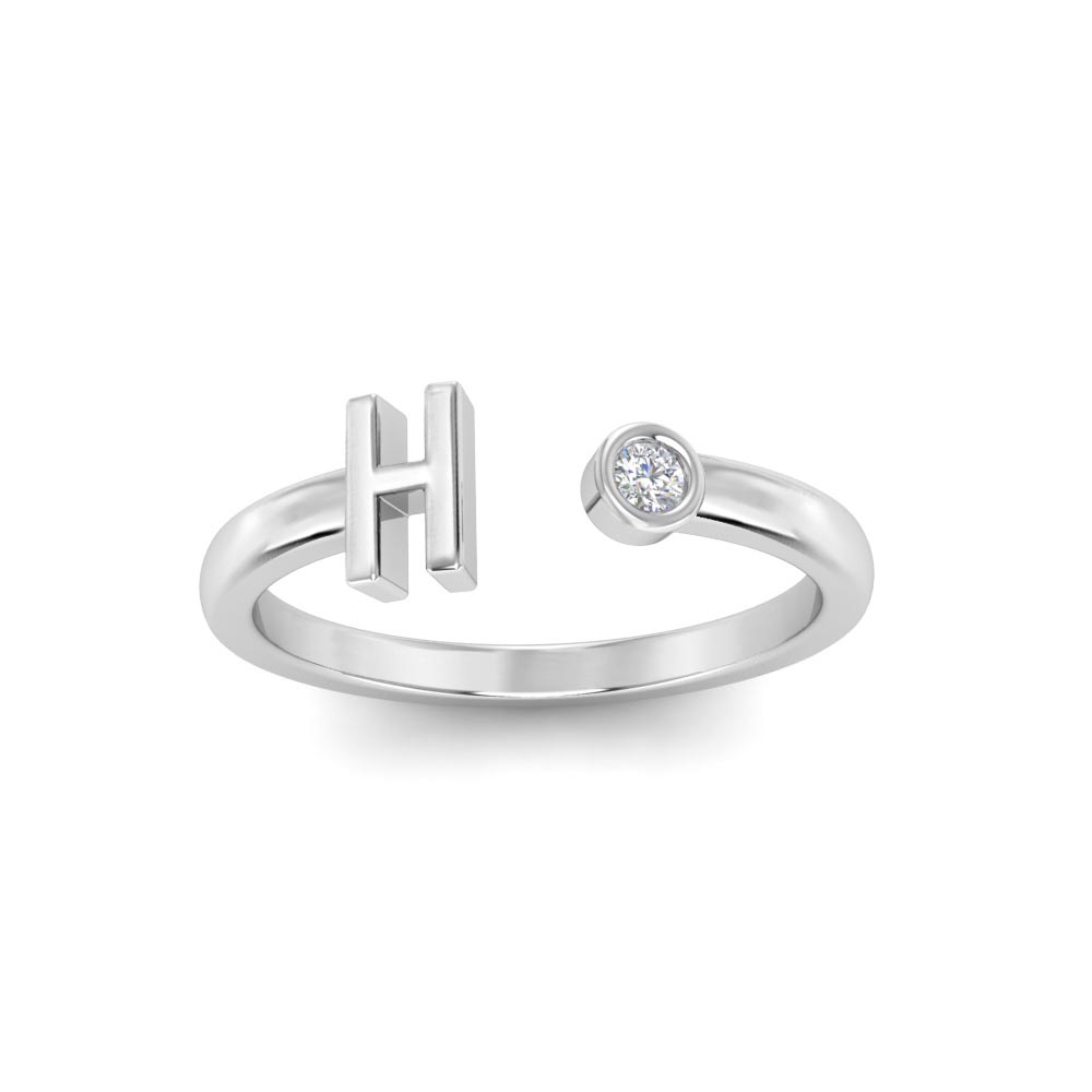 Birthstone Initial Open Ring H