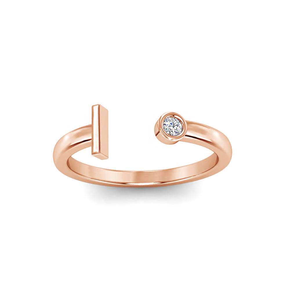 Birthstone Initial Open Ring I