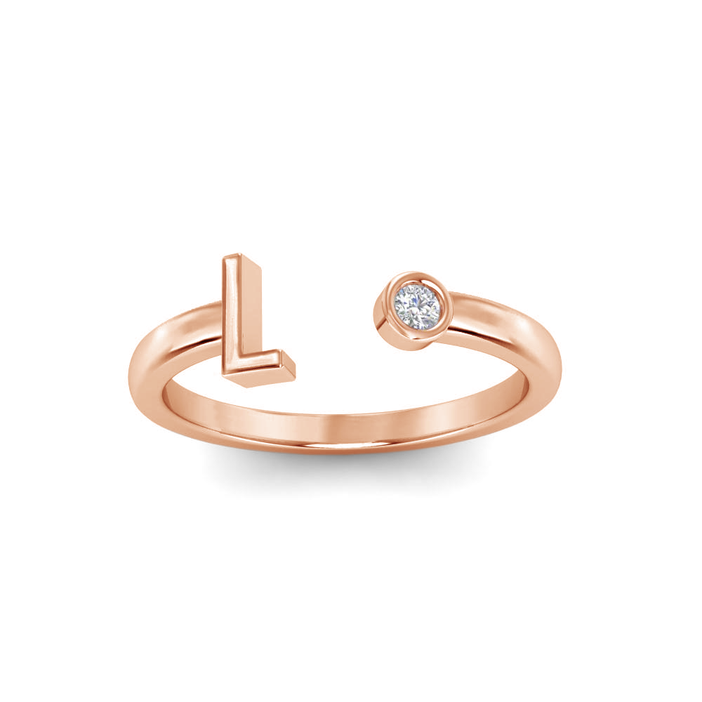 Birthstone Initial Open Ring L