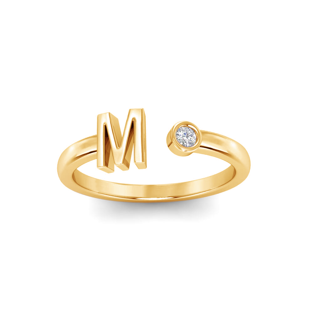Birthstone Initial Open Ring M