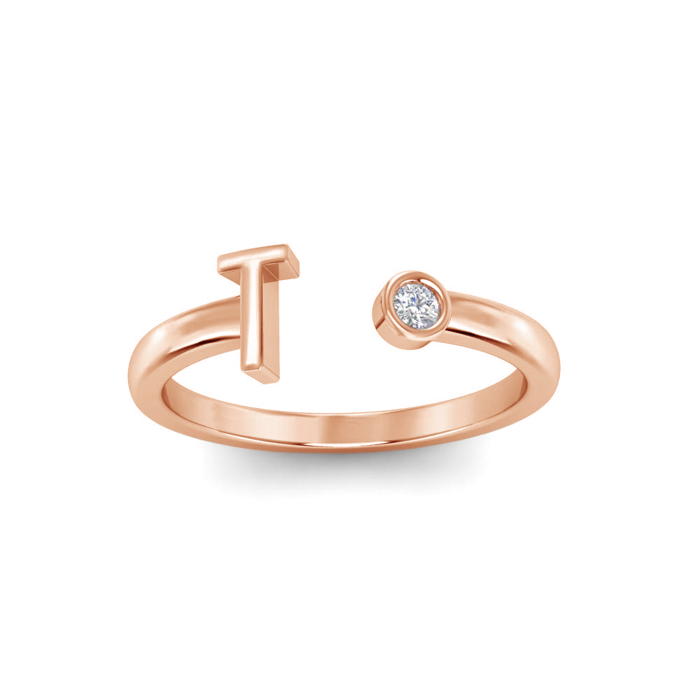 Birthstone Initial Open Ring T