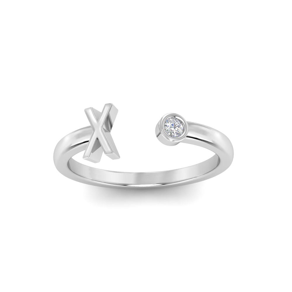 Birthstone Initial Open Ring X