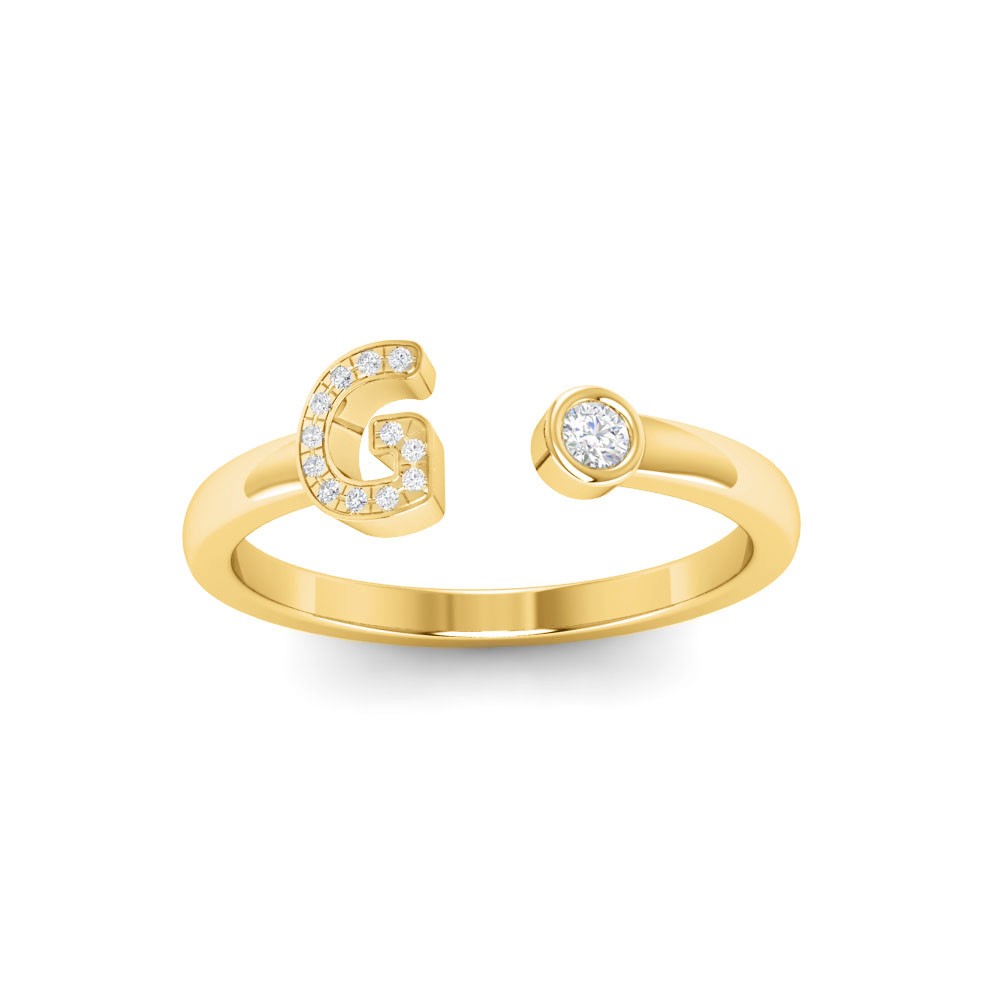 Diamond & Birthstone Initial Open Ring G