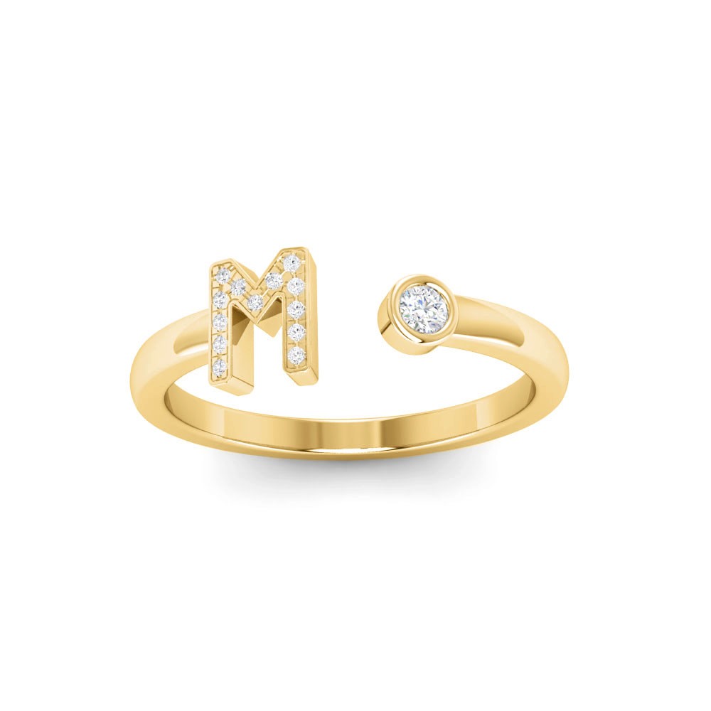 Diamond & Birthstone Initial Open Ring M