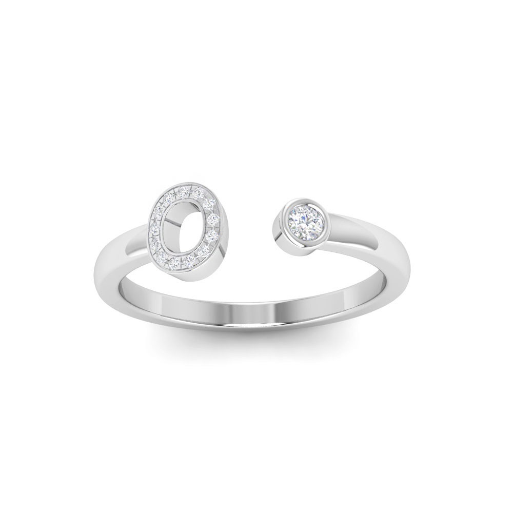 Diamond & Birthstone Initial Open Ring O