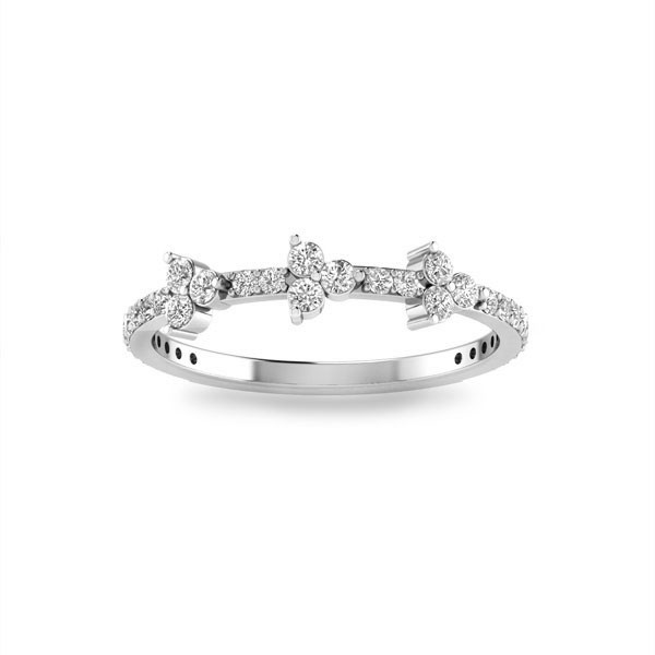 Lab Diamond Three Stone Cluster Stackable Band