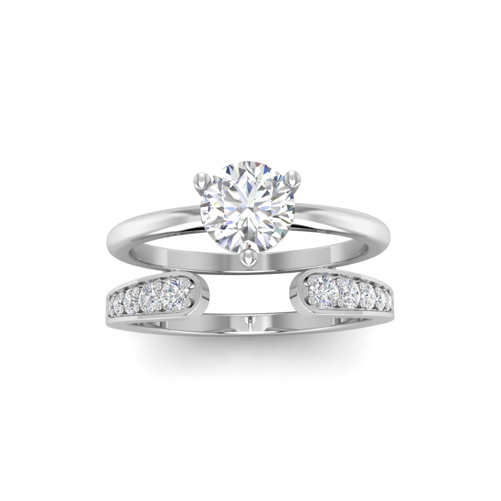 .75 Ct Moissanite & .25 Ctw Diamond Embrace Solitaire Open Ring