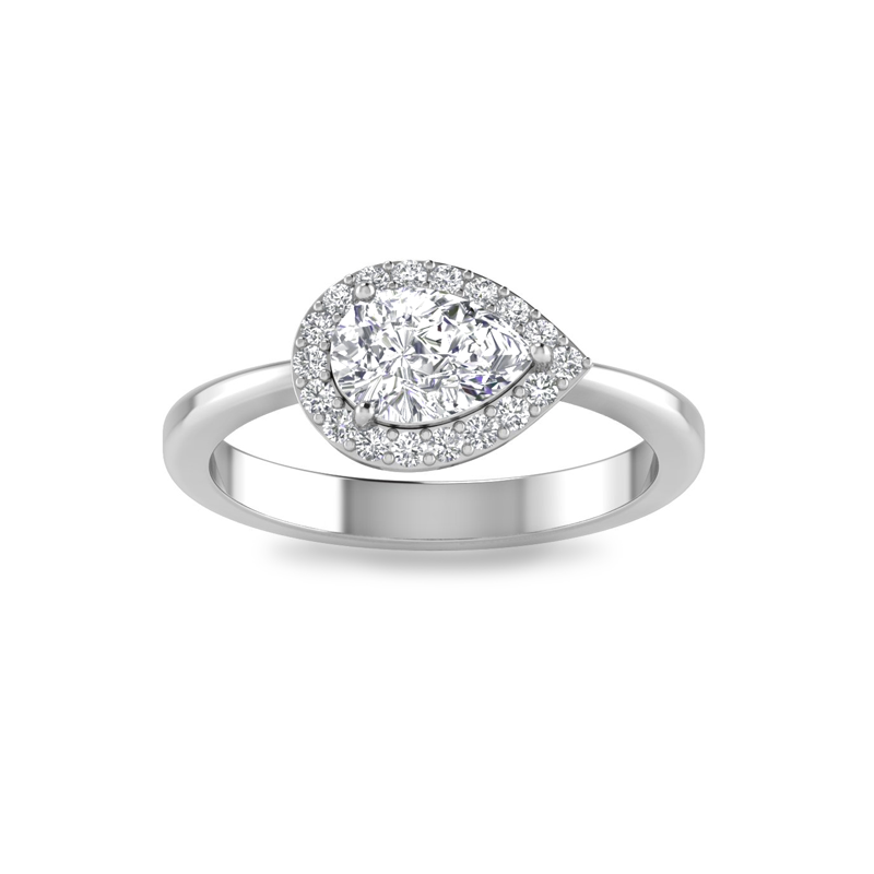 1.40 Ctw Pear Diamond East West Halo Engagement Ring