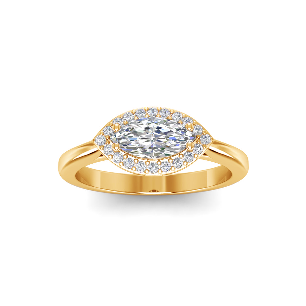 .62 Ctw Marquise Diamond East West Halo Engagement Ring