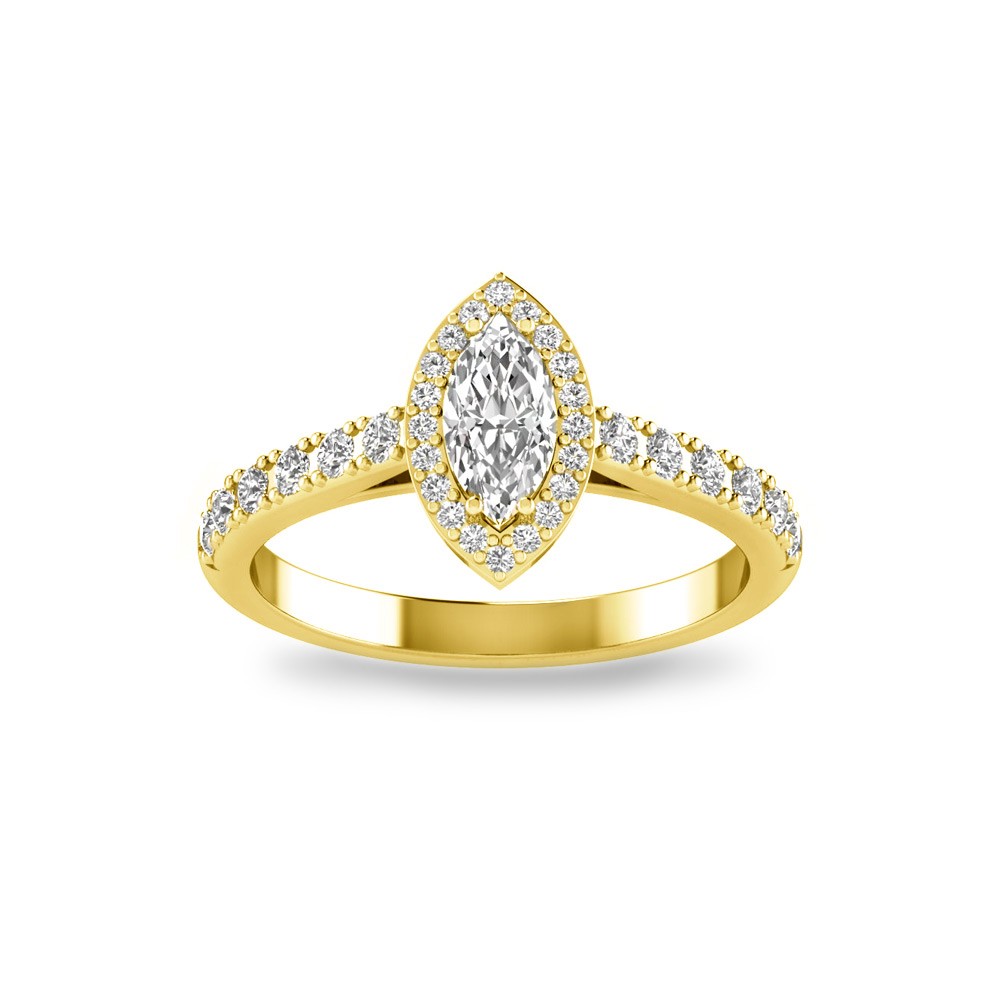 .50 Ct Marquise Moissanite & .40 ctw Diamond Pavé Halo Engagement Ring
