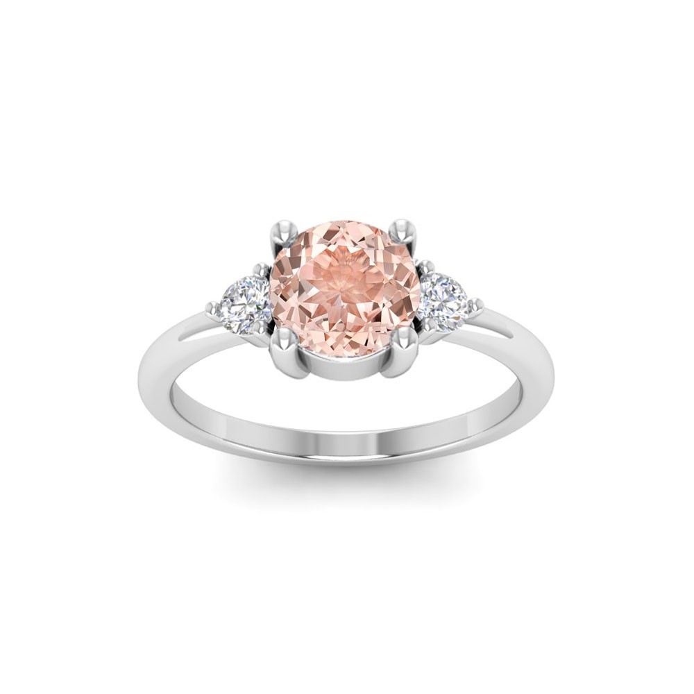 1 Ct Morganite & .16 Ctw Diamond Adore Three Stone Engagement Ring