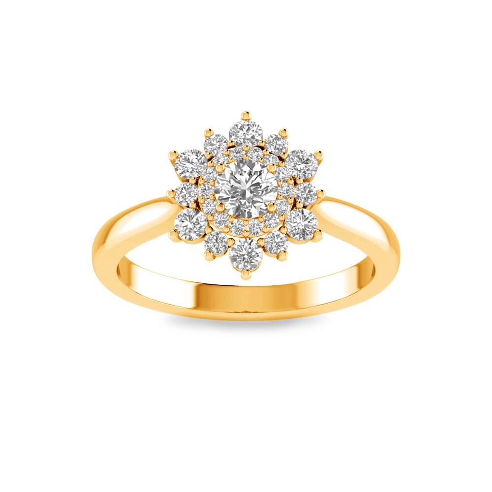 .25 Ct Round Moissanite & .42 ctw Diamond Sunburst Halo Engagement Ring