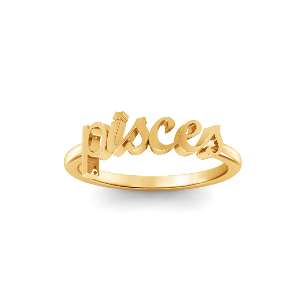 Zodiac Script Ring - Pisces