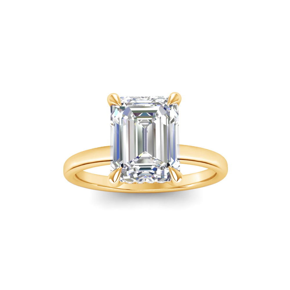 2.60 Ctw Emerald CZ Secret Halo Engagement Ring