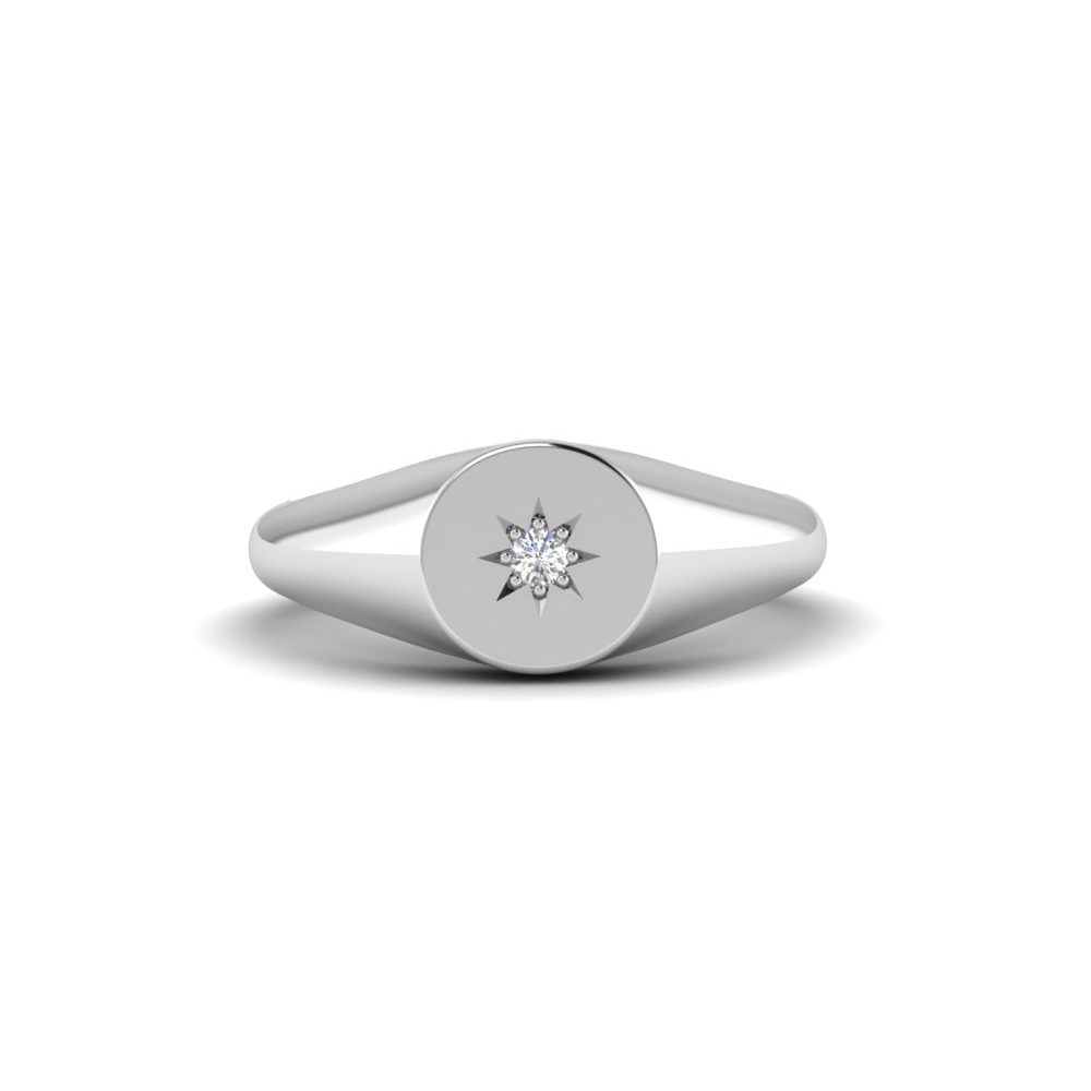 Diamond Sunburst Signet Ring