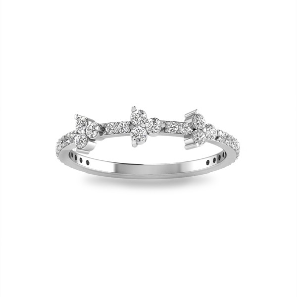 Moissanite Three Stone Cluster Stackable Band