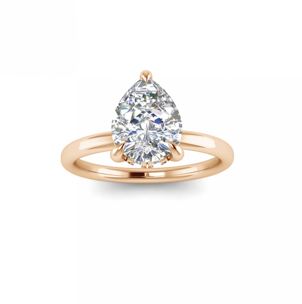 2.18 Ctw Pear CZ Hidden Halo Engagement Ring