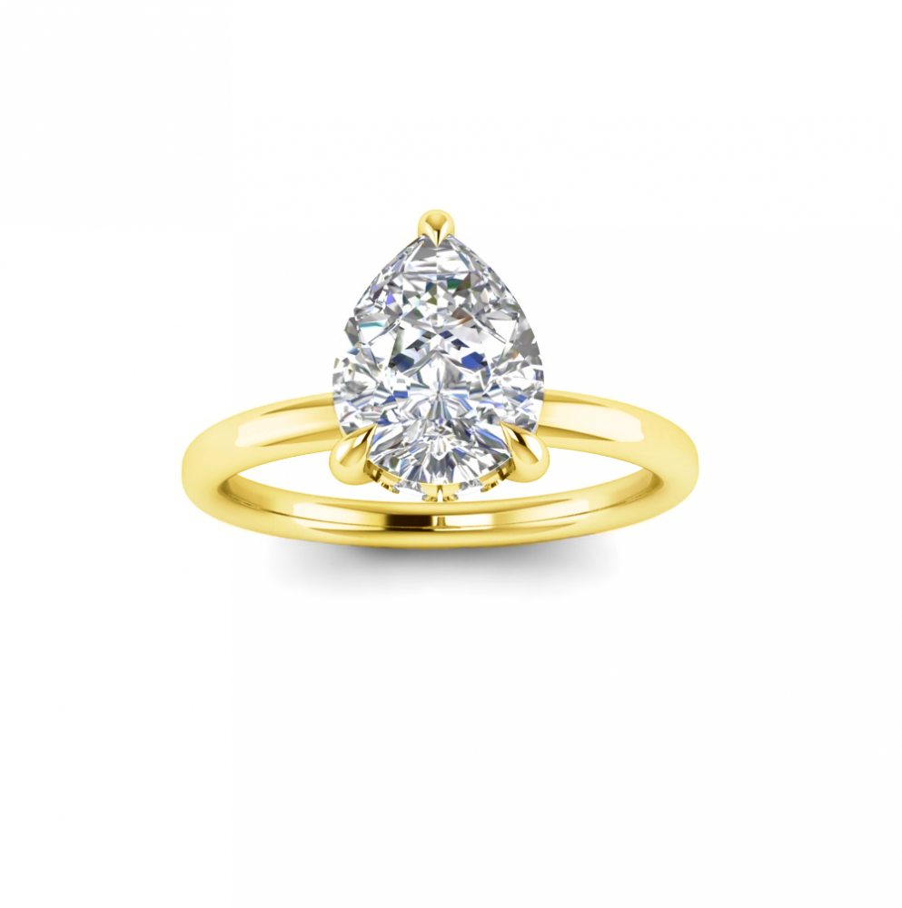 2 Ct Pear Moissanite & .18 Ctw Diamond Hidden Halo Engagement Ring