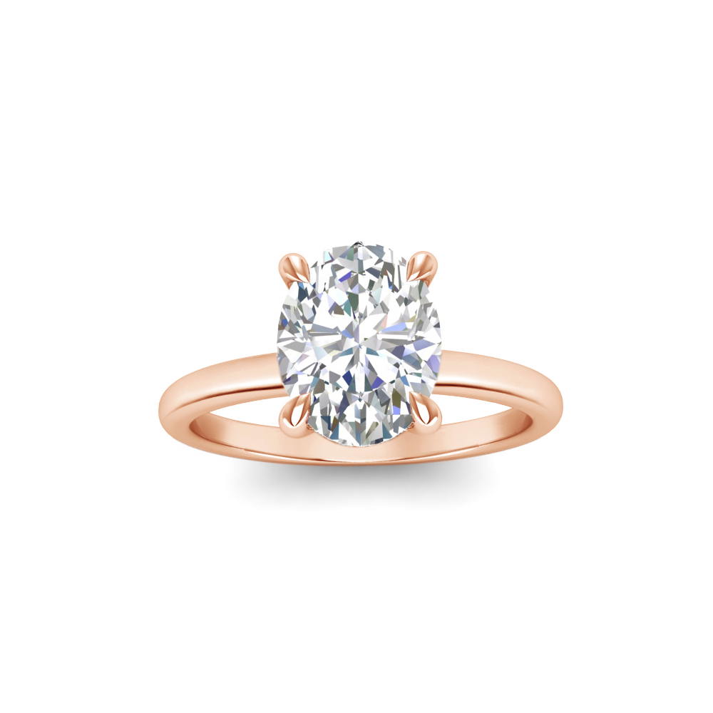 3 Ct Oval Moissanite & .10 Ctw Diamond Hidden Halo Engagement Ring