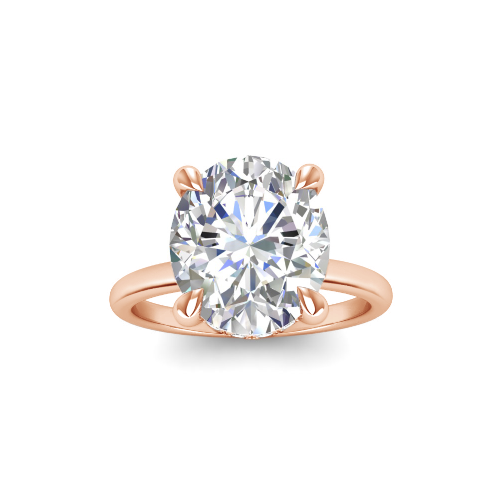 4 Ct Oval Moissanite & .21 Ctw Diamond Hidden Halo Engagement Ring