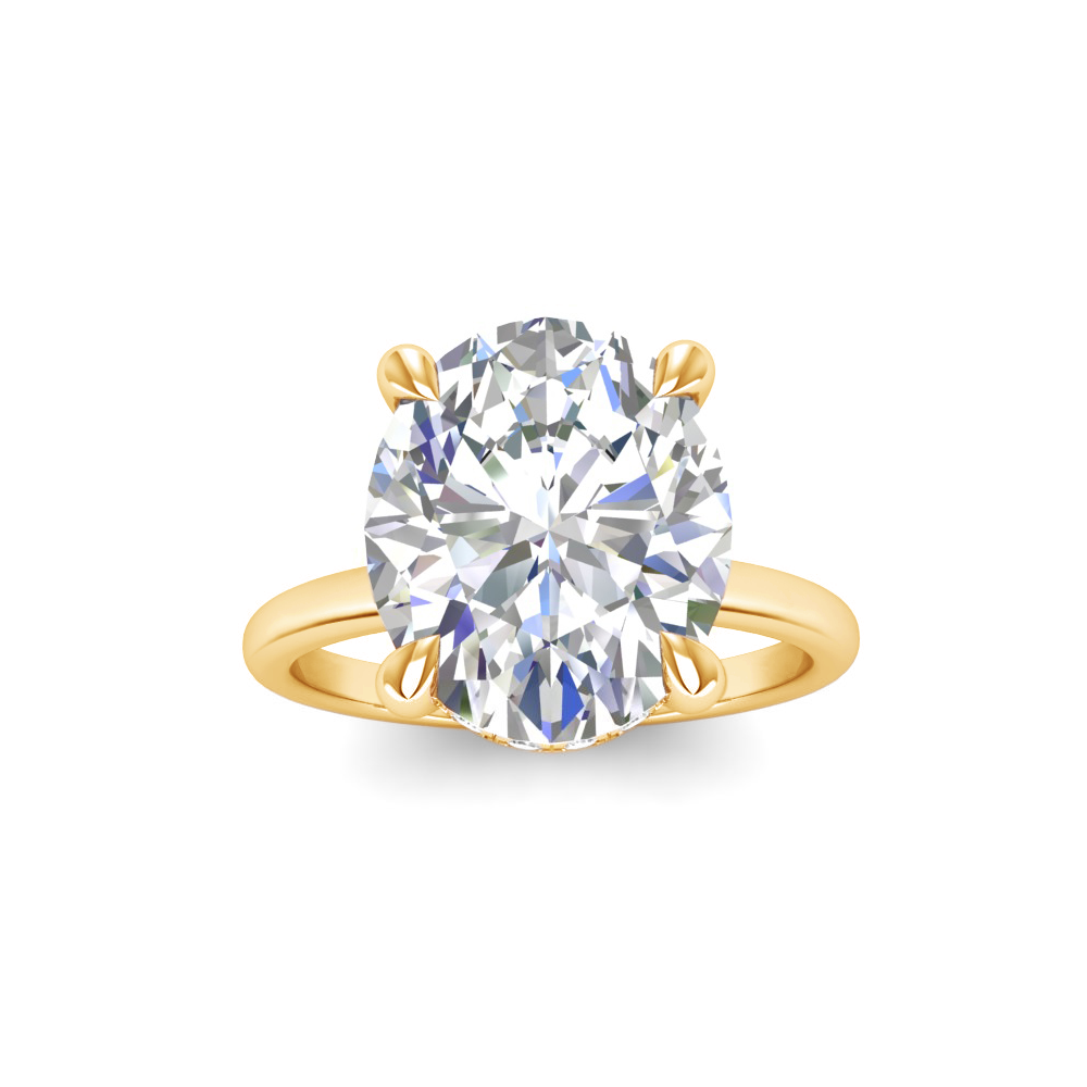 5.25 Ctw Oval CZ Hidden Halo Engagement Ring