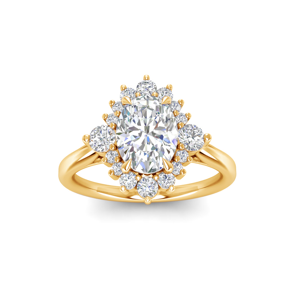 1.5 Ct Oval Moissanite & .38 Ct Diamond Vintage Flora Halo Engagement Ring