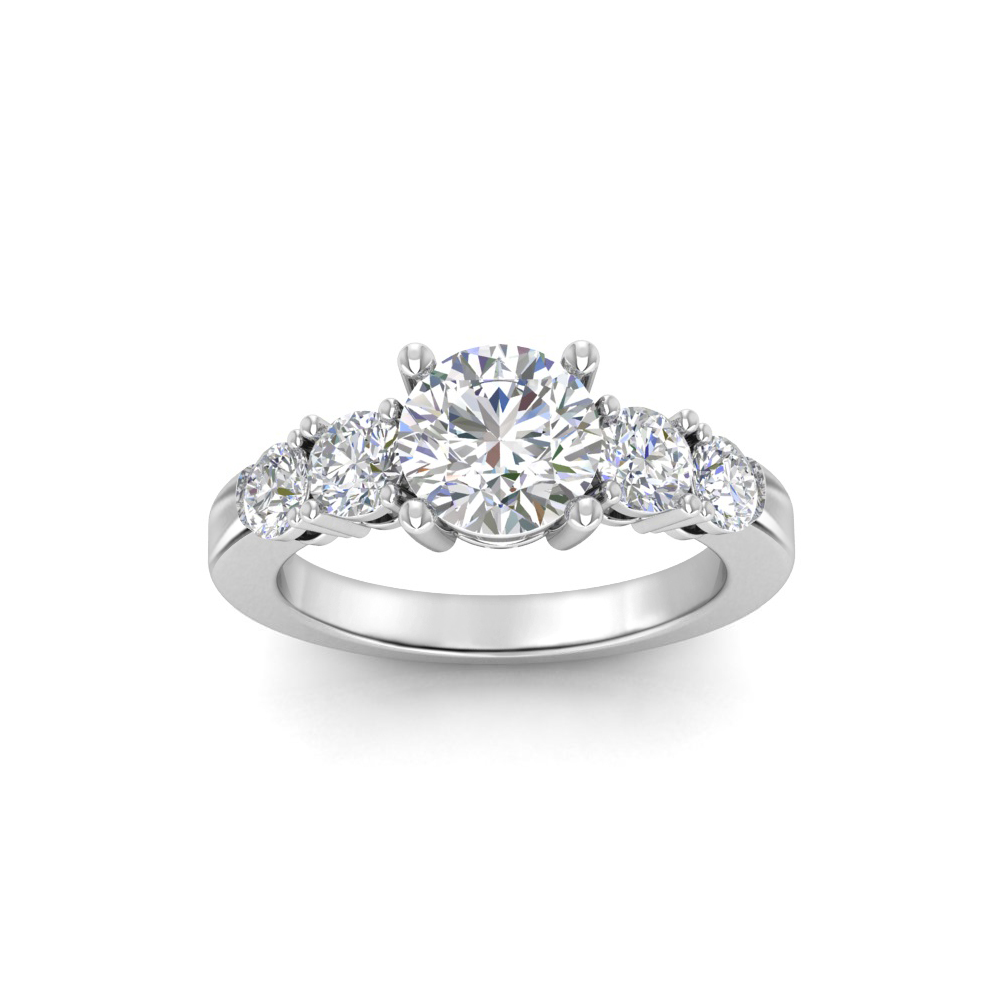 2.42 Ctw Round Moissanite Five Stone Engagement Ring