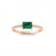 East West .50 Ct Emerald Pavé Birthstone Ring