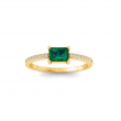 East West .50 Ct Emerald Pavé Birthstone Ring