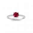East West .50 Ct Round Ruby Pavé Birthstone Ring