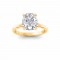 3 Ct Elongated Cushion Lab Diamond & .06 Ctw Diamond Secret Halo Solitaire Ring