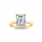 2 Ct Emerald Lab Diamond & .06 Ctw Diamond Secret Halo Solitaire Ring